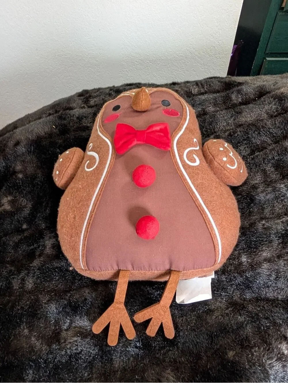 2025 Target Wondershop Featherly Friends Bird Gingerbread Throw Pillow